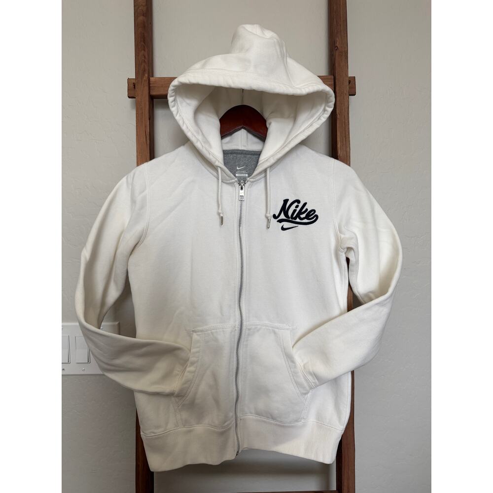 Vintage Women’s Nike full-zip hoodie -vintage cursive "Nike" logo embroidered-M